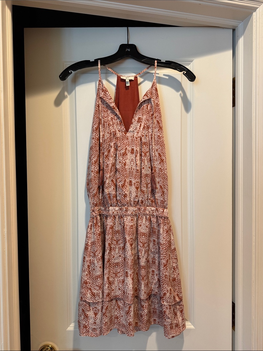 Joie XR Rust Snake-Print Tiered Dress